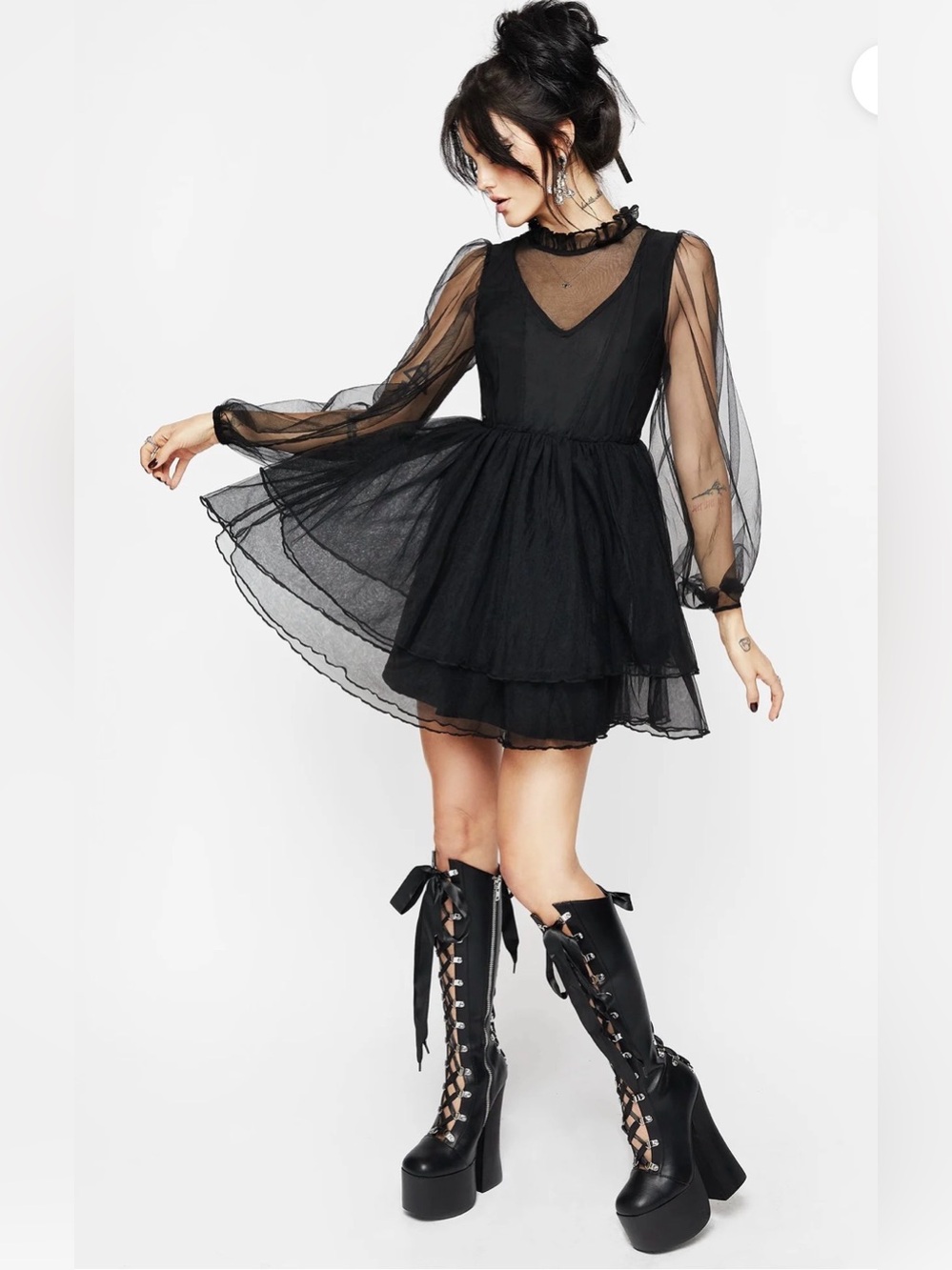 NWT Disturbia Headhunter Frill Neck Mini Dress size UK 20 / US 16